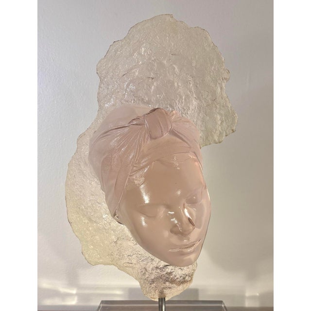 Art Deco 1980s Marc Sijan Hyperrealist Lucite Woman Bust Sculpture For Sale - Image 3 of 11