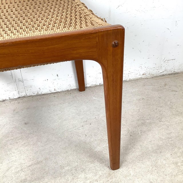 Vintage Danish Modern Teak Chair — Paper Cord Seat, Møller Style, Sculpted Back Splat, 1960s For Sale - Image 9 of 12