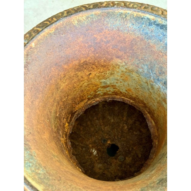 Early 20th Century Early 20th Century French Cast Iron Medici Urn Planters – Pair For Sale - Image 5 of 12