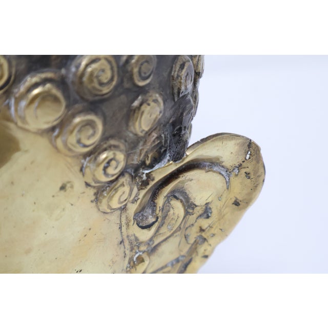 Metal Attributed Early 20th Century Southeast Asian Hollow Cast Brass Buddha Head Sculpture - Retained Clay Core - 11"h For Sale - Image 7 of 18