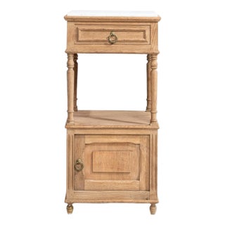 Early 20th Century French Oak Marble-Top Side Table For Sale