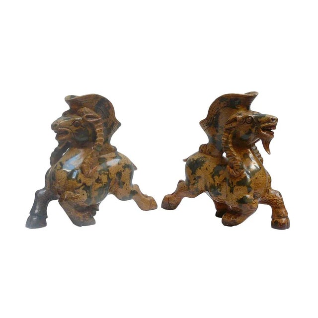 Chinese Chinese Oriental Carved Stone Ram Figures - Pair For Sale - Image 3 of 5