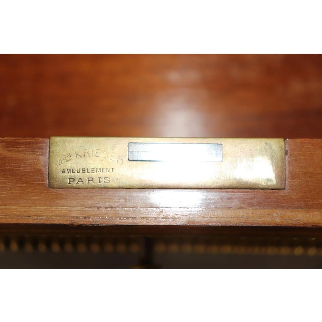 Monumental Satinwood Inlaid Kingwood Marble Top Sideboard Signed Maison Krieger For Sale - Image 10 of 12