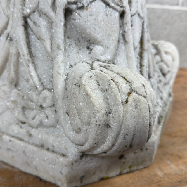 Hand-Carved White Marble Capital in Relief, 20th Century For Sale - Image 9 of 12