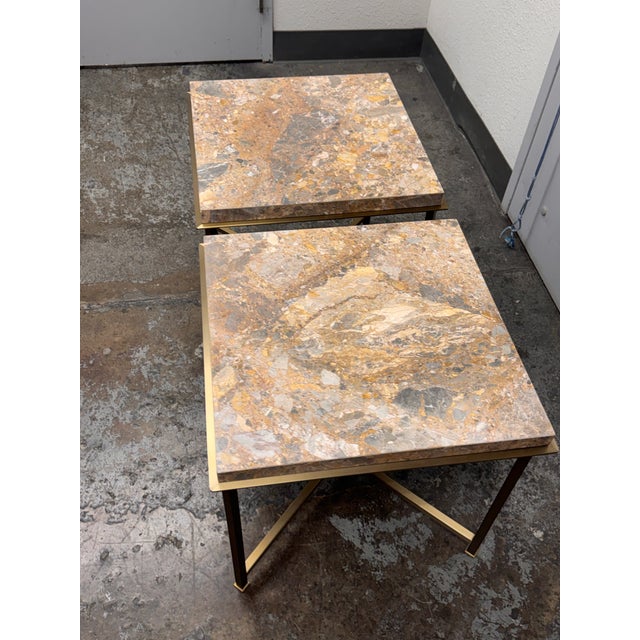 Bassett Furniture Square Stone Top End Tables, Pair For Sale - Image 9 of 12