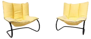 Set of Mid-Century Modern Yellow Armchairs, Italy, 1970s
