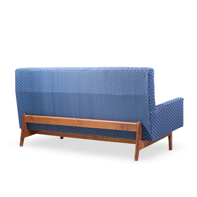 Wood Jens Risom Mid Century Walnut Loveseat Sofa For Sale - Image 7 of 9