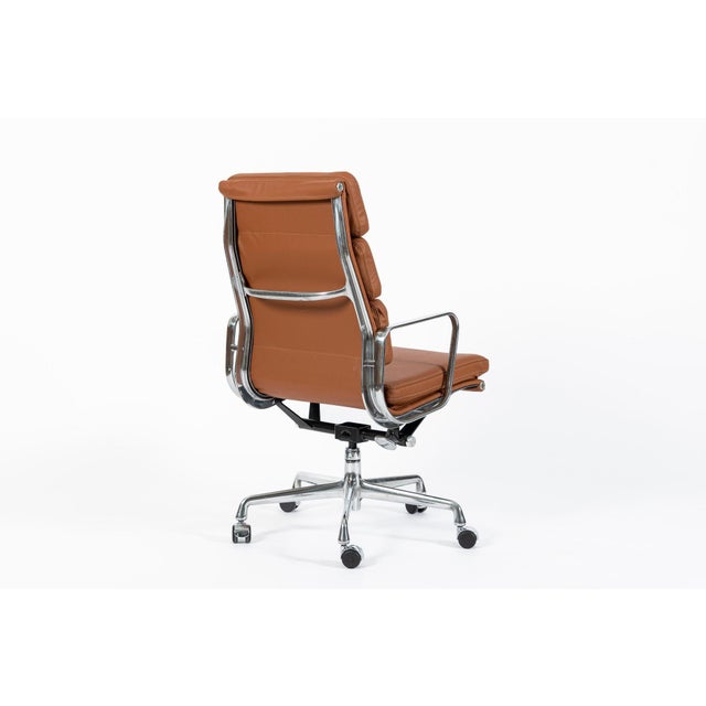 Herman Miller Eames Tall Medium Brown Leather Desk Chair Soft Pad For Sale In Detroit - Image 6 of 12