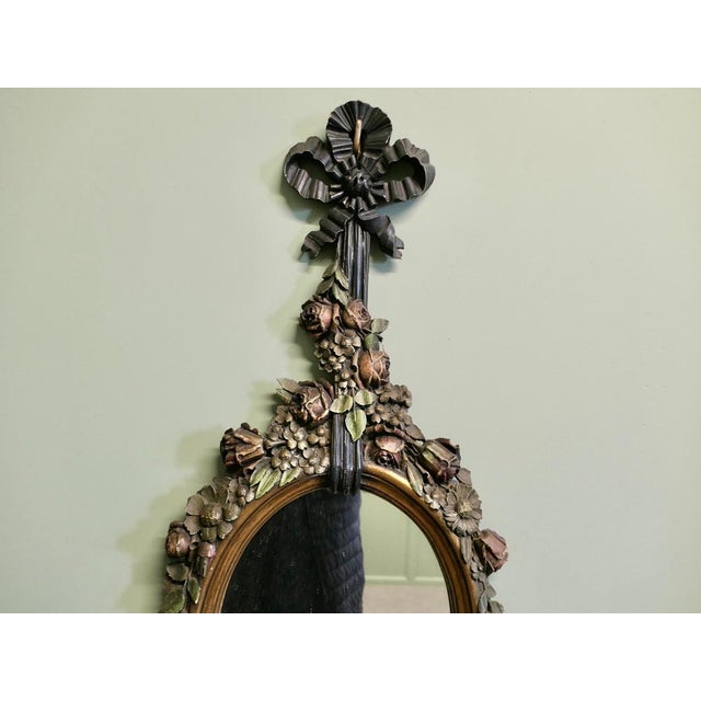 Glass Vintage French Oval Mirror, 1920 For Sale - Image 7 of 8