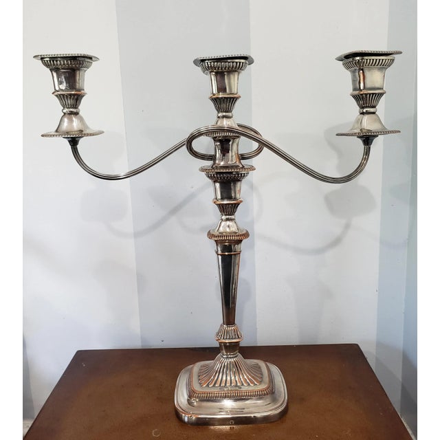 Traditional Pair of Sheffield Silverplated Convertible Three Light Candelabras, Circa 1840s For Sale - Image 3 of 12