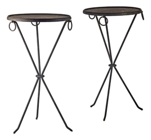 Pair of Mid-20th Unmarked Century Wrought Iron Guéridon Tables Designed by Jean Michel-Frank for the Company Comte s.A.