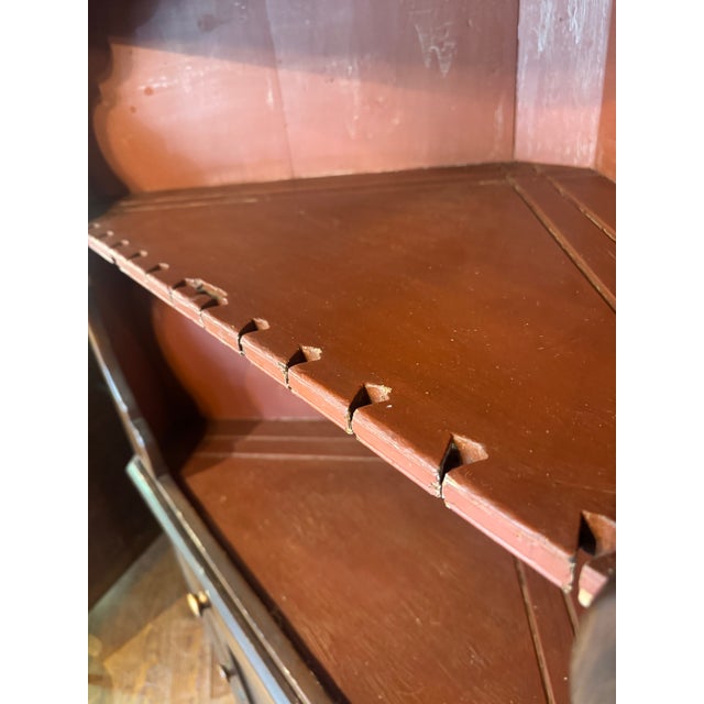 Wood Antique Rustic Corner Cabinet Hutch For Sale - Image 7 of 11