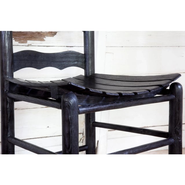 1930s Vintage Gothic Americana Oak LadderBack Accent Chair For Sale - Image 4 of 10