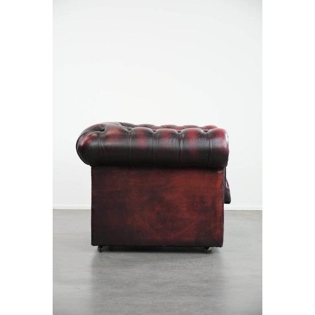 English Chesterfield Leather Armchair on Wheels For Sale - Image 3 of 18