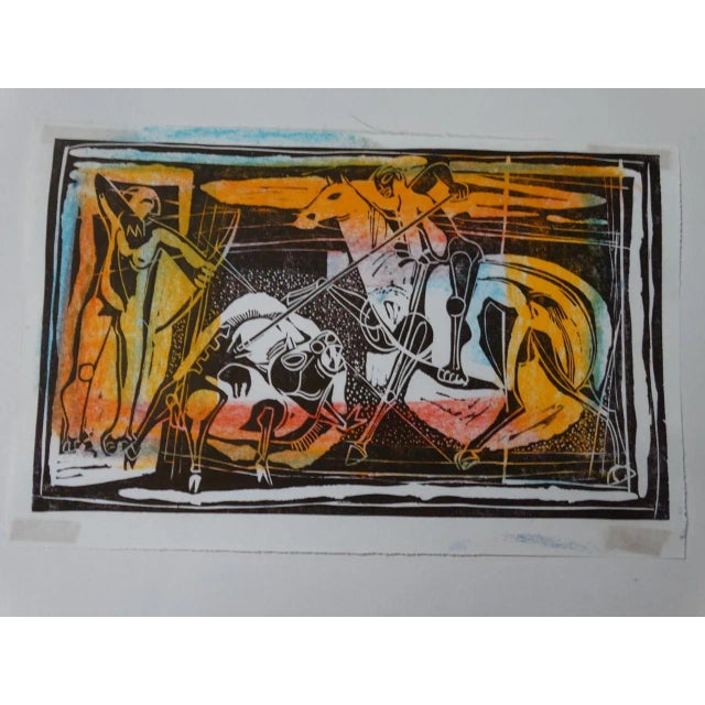 Walt Peregoy Archers/Hunters Block Print For Sale - Image 4 of 6