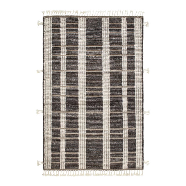 Marie Flanigan for Dash & Albert Tory Grey/Ivory Hand Knotted Wool Rug, 6' x 9' For Sale