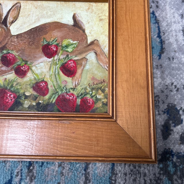 Contemporary Contemporary Original Painting by Stephen Heigh “Rabbit in Strawberry Patch” For Sale - Image 3 of 4
