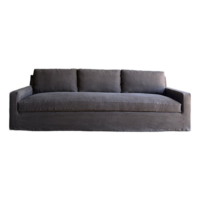 Custom Made to Order Slip Covered Maxwell Sofa 110" With Down Wrapped Cushions For Sale