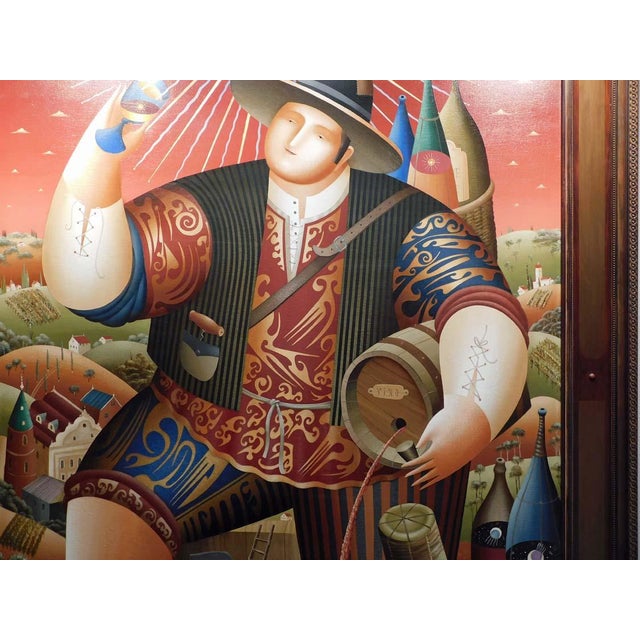 Wine Anton Arkhipov "Color of Wine" 2003 Original Oil Painting on Canvas Framed For Sale - Image 8 of 13