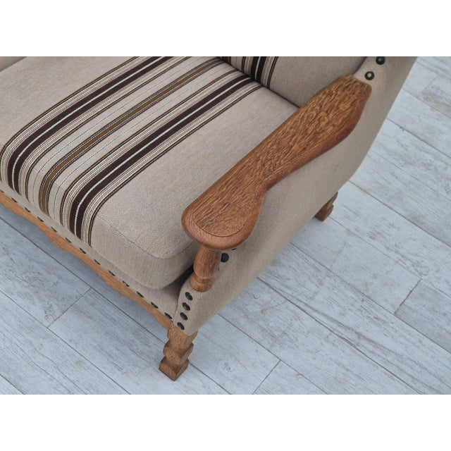 1970s Danish 3-Seater Sofa in Furniture Wool Fabric & Oak Wood, 1970s For Sale - Image 5 of 18