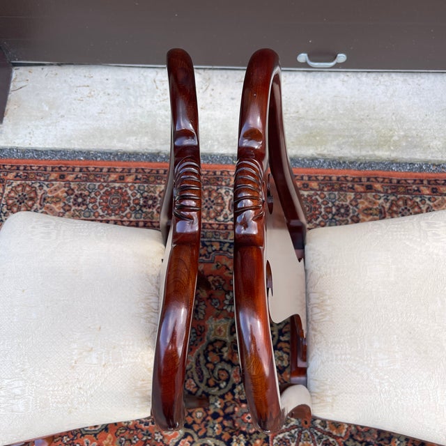 Wood 1990s Thomasville Queen Anne Solid Cherry Dining Chairs With Shell Carvings - A Pair For Sale - Image 7 of 12