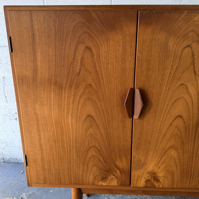 Mid-Century Modern Vintage Danish Modern Teak Credenza or Highboard With Built-in Dry Bar, Circa 1960s Mid Century For Sale - Image 3 of 11