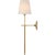Brass Thomas O'Brien for Visual Comfort Signature Bryant 27" Cordless Tail Sconce in Hand-Rubbed Antique Brass with Linen Shade For Sale - Image 8 of 13
