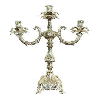 Tiffany & Co. Style Antique Victorian Silverplate Three-Light Candelabra For Sale