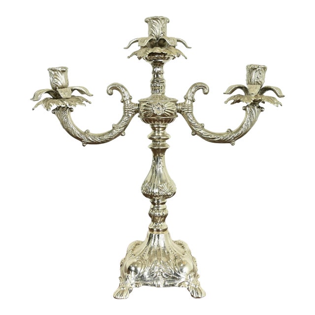 Tiffany & Co. Style Antique Victorian Silverplate Three-Light Candelabra For Sale