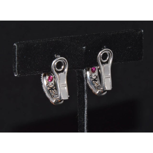 Authentic Roberto Coin Natural 0.30Cts Diamond Appassionata 18k White Gold Huggie Hoop Earrings, A Pair For Sale - Image 13 of 17