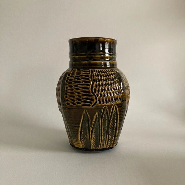 Artist Signed Handmade Art Studio Pottery Vase - Incised Textured Design, Fine Art Ceramics, Handmade Pottery For Sale - Image 16 of 17