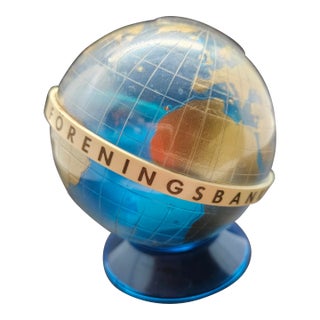 Vintage & Rare 1960's Swedish Bank Globe Coin Bank- "Foreningsbank" For Sale