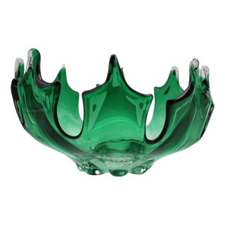 Vintage Murano Glass Green Bowl, 1960s For Sale