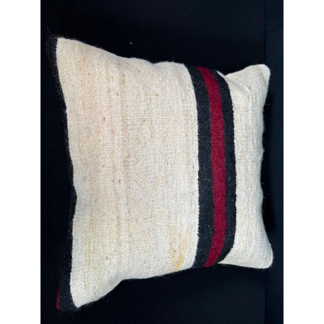 Turkish Hemp Pillow Cushion Natural Beige Black Pillow Cushion Cover 20x20 For Sale - Image 4 of 4