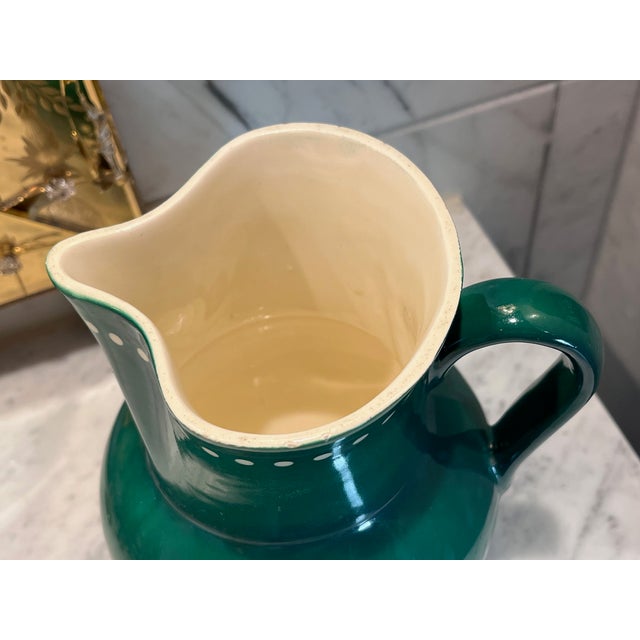Ceramic 1930s Hand-Painted Ditmar Urbach Green Pitcher From Czechoslovakia For Sale - Image 7 of 8
