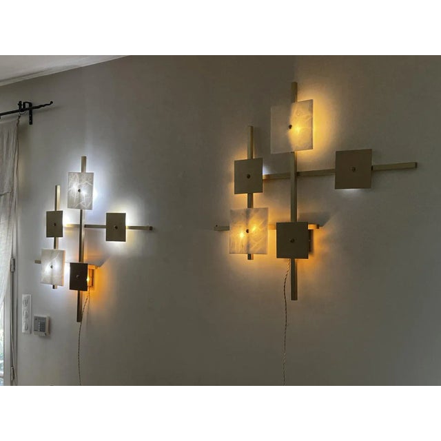 Vintage Wall Lamp in Marble and Brass, 1990 For Sale - Image 3 of 7