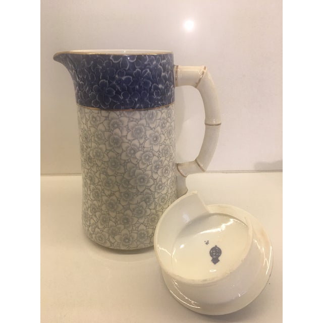 Royal Worcester Antique Royal Worcester English Blue, and Gray, Hot Chocolate Pot 19 Th Century For Sale - Image 4 of 8