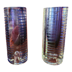 Late 20th Century Pair of Pavel Hlava Czech Art Glass Modernist Vases Candleholders