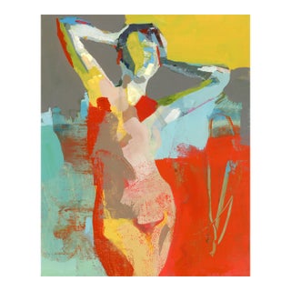 "Compliment/Complement" Original Abstract Figure Acrylic Painting by Donna Weathers on Cradled Wooden Panel - 8" X 10" For Sale