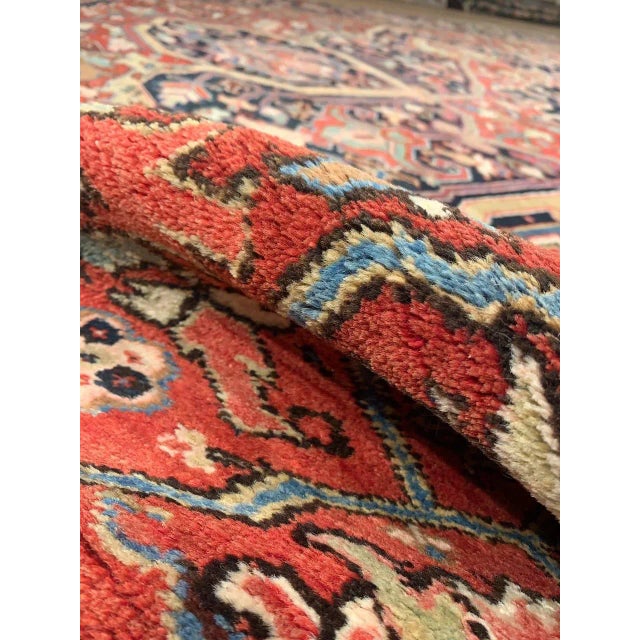 1920s Fine Hand Knotted Persian Antique Serapi For Sale - Image 9 of 12