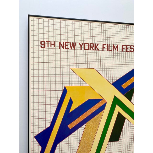 Frank Stella Frank Stella Vintage 1971 Mid Century Modernist Lithograph Print Framed Extra Large " 9th New York Film Festival " Poster For Sale - Image 4 of 18