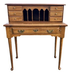 Vintage Colonial Reproduction Maple Secretary Writing Desk