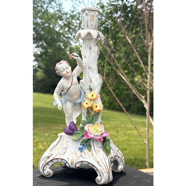 Carl Thieme Dresden Porcelain Figural Putto Candlestick For Sale - Image 18 of 18