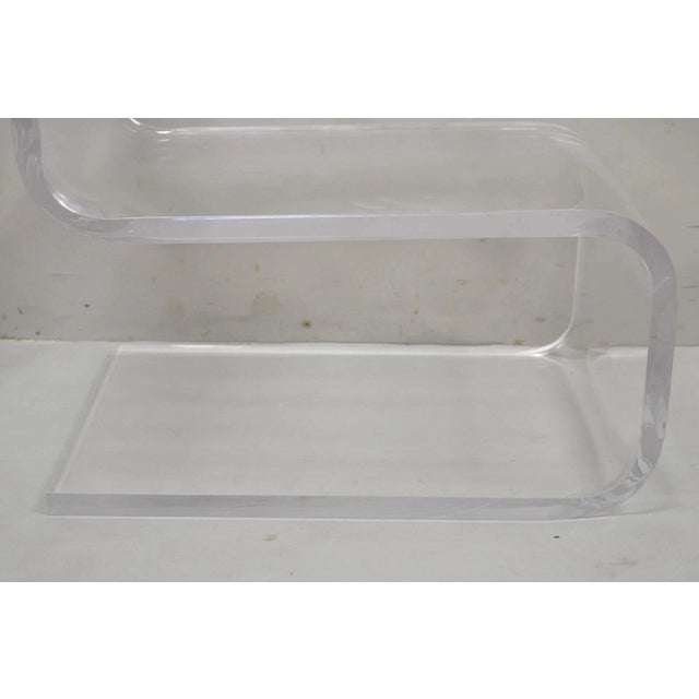 Vintage Mid Century Modern Clear Lucite Sculptural "S" Form" 3 Tier Side Table For Sale - Image 10 of 11