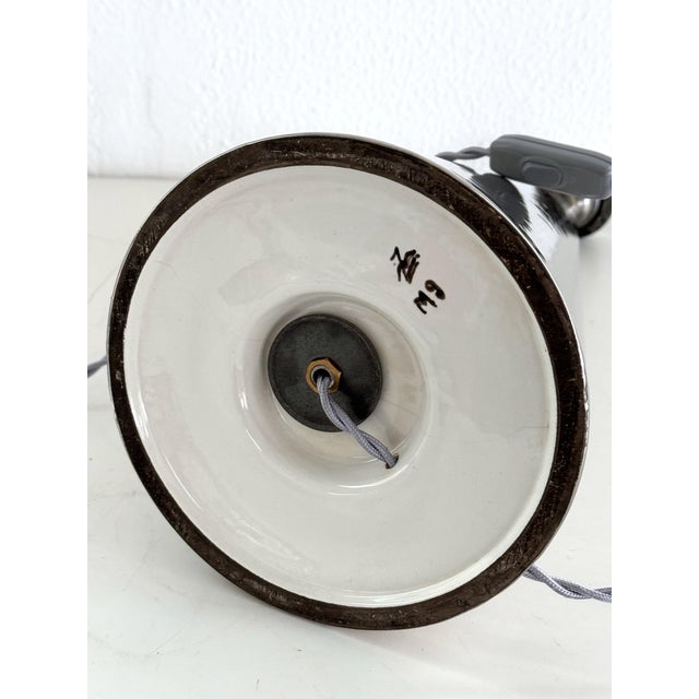 Mid-Century Modern Italian Ceramic Table Lamp in Silver Metallic from Ugo Zaccagnini, 1960s For Sale - Image 11 of 15