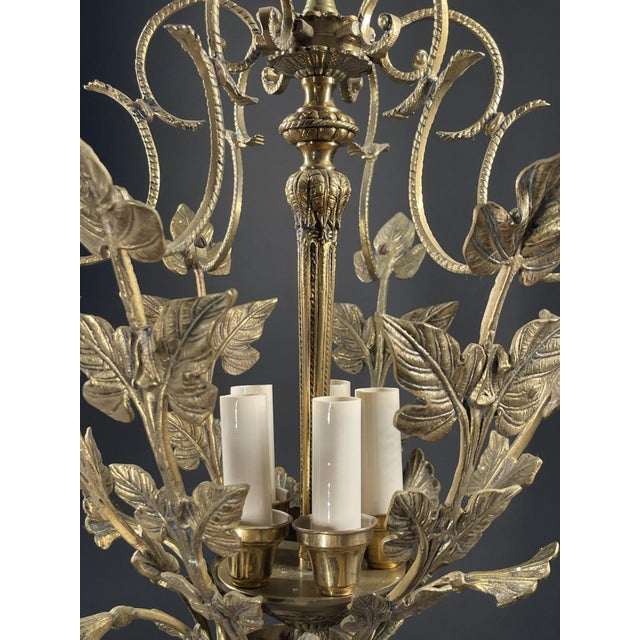 Bronze Made in Spain Gilt Bronze Chandelier C. 1950s For Sale - Image 8 of 16
