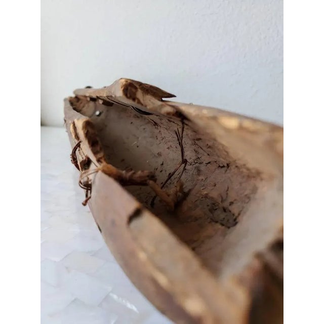 Brown Scarce Native American Carved Painted Antique Dugout Canoe Model For Sale - Image 8 of 12