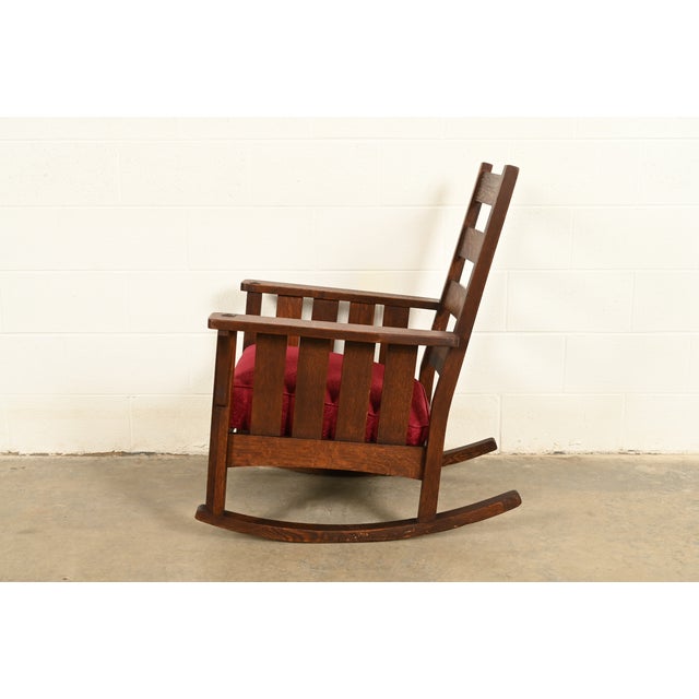 Lifetime Furniture Antique Mission Oak Arts & Crafts Rocking Chair, Circa 1910 For Sale - Image 10 of 13