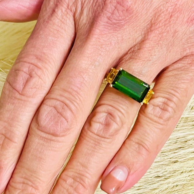Natural Tourmaline Diamond Ring 14 Y Gold 7.03 TCW Certified For Sale In New York - Image 6 of 8