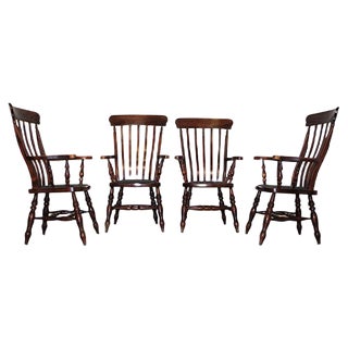 English Victorian Windsor Farm Chairs, Set of 4 For Sale